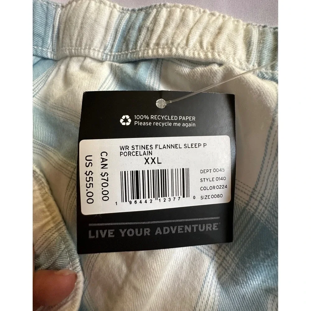 Eddie Bauer Stines Flannel Sleep Pants Porcelain Blue White Plaid Womens‎ 2XL
